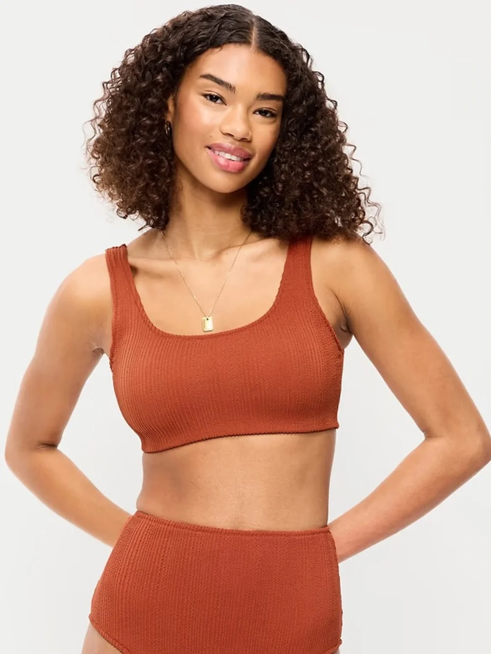 Old Navy Ribbed Scoop-Neck Swim Top M